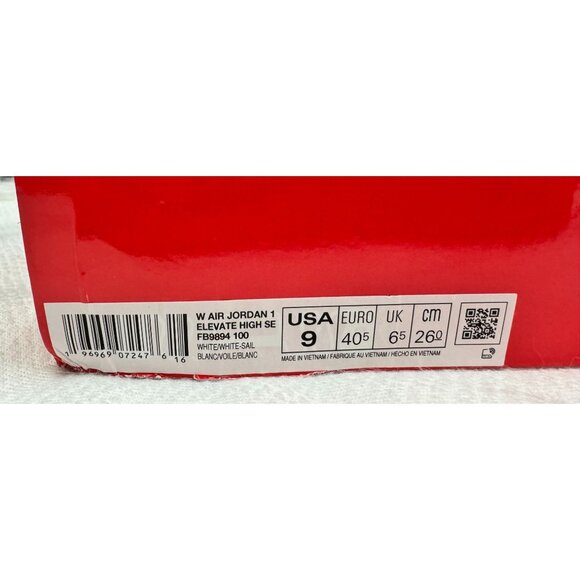 W Air Jordan 1 Elevate High SE‎ White/White-Sail Sneakers Size 9 - Picture 4 of 7